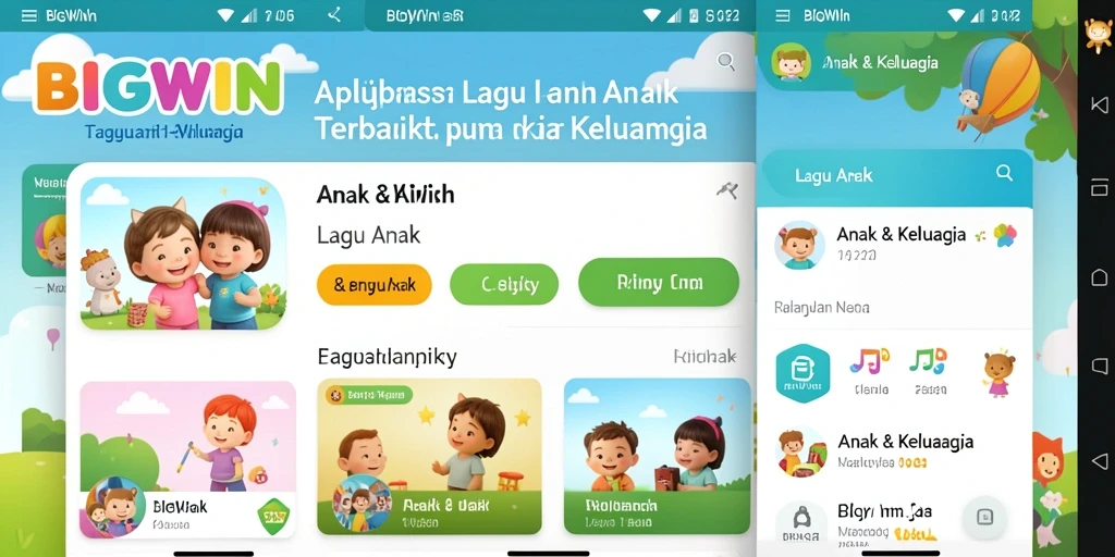 Tampilan antarmuka aplikasi BIGWIN yang ceria dan menarik untuk anak-anak.