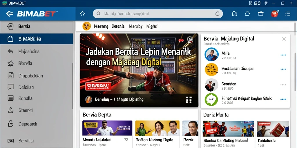 Tampilan antarmuka aplikasi Majalah Digital BIMABET yang modern.