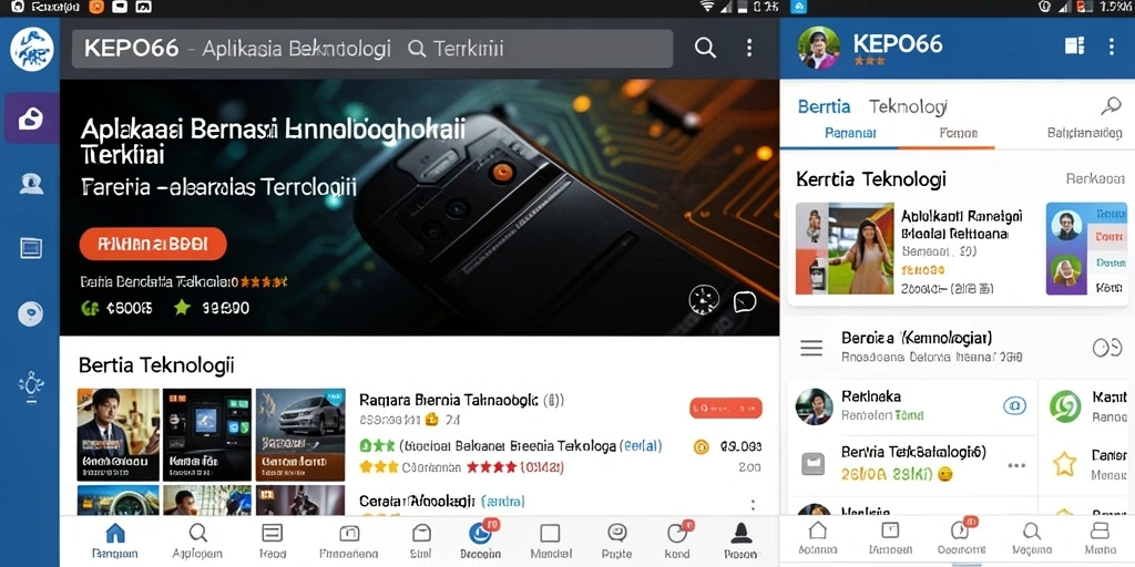 Antarmuka pengguna aplikasi KEPO66 dengan berita teknologi terbaru.