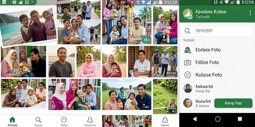 Tampilan antarmuka dan fungsi utama RP62RP yang menawan untuk kolase foto.