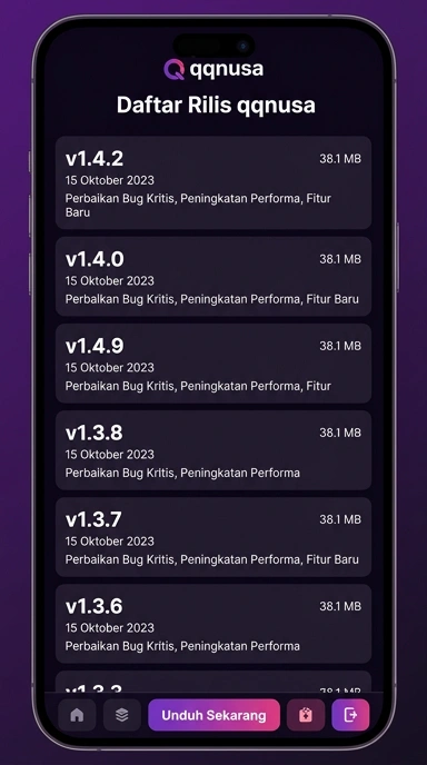 Tampilan riwayat versi qqnusa